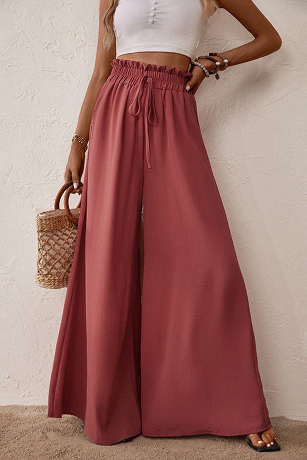 Flared solid color wide leg pants