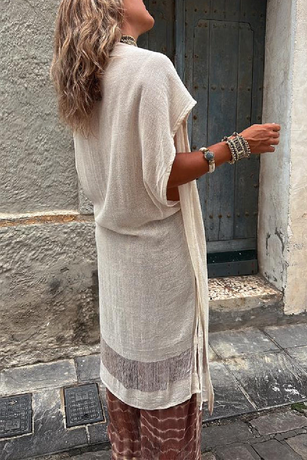 UBUD beige linen gown