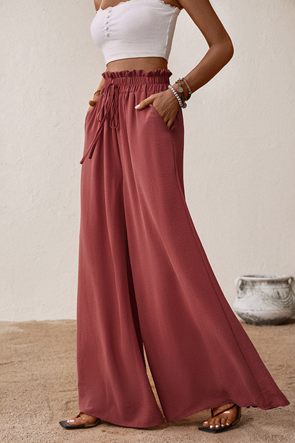 Flared solid color wide leg pants