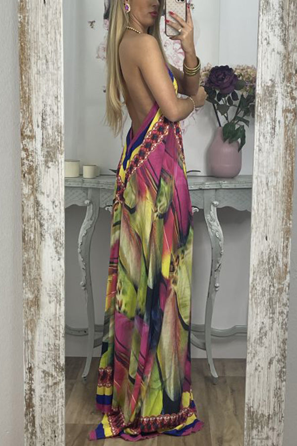 Spaghetti Strap V Neck Backless Sexy Dress
