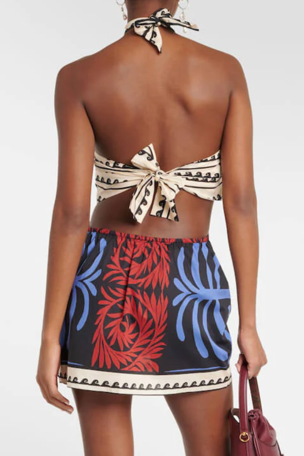 Mini-robe d'été à imprimé unique et col licou