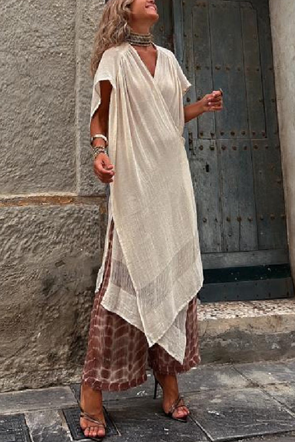 UBUD beige linen gown
