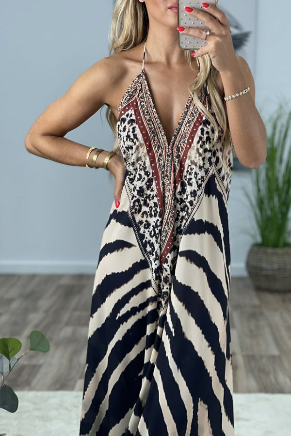 Spaghetti Strap V Neck Backless Sexy Dress