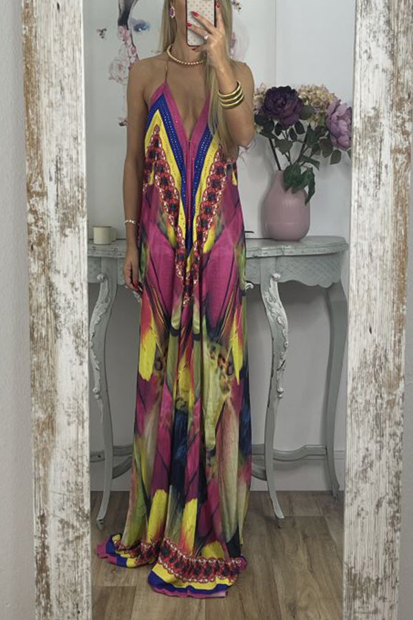 Spaghetti Strap V Neck Backless Sexy Dress
