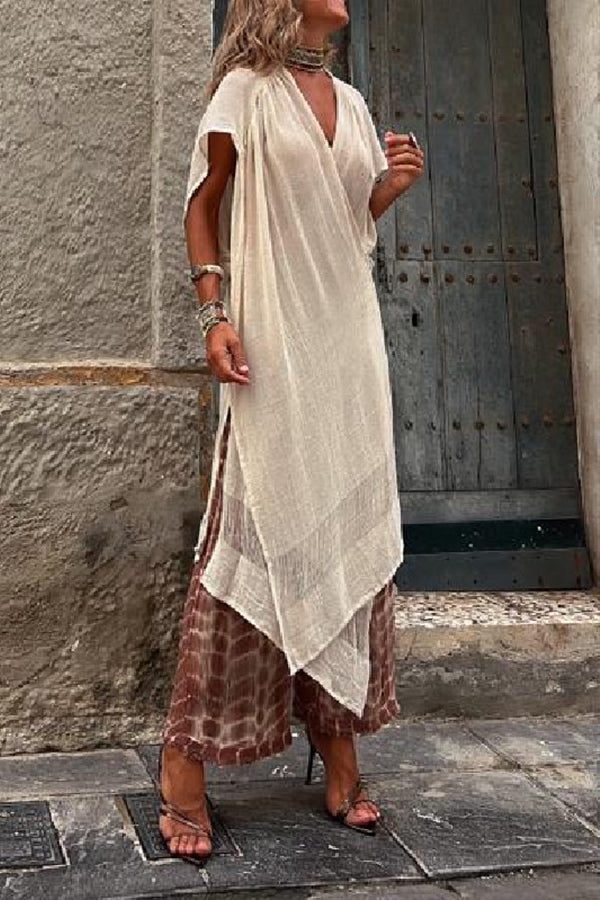 UBUD beige linen gown