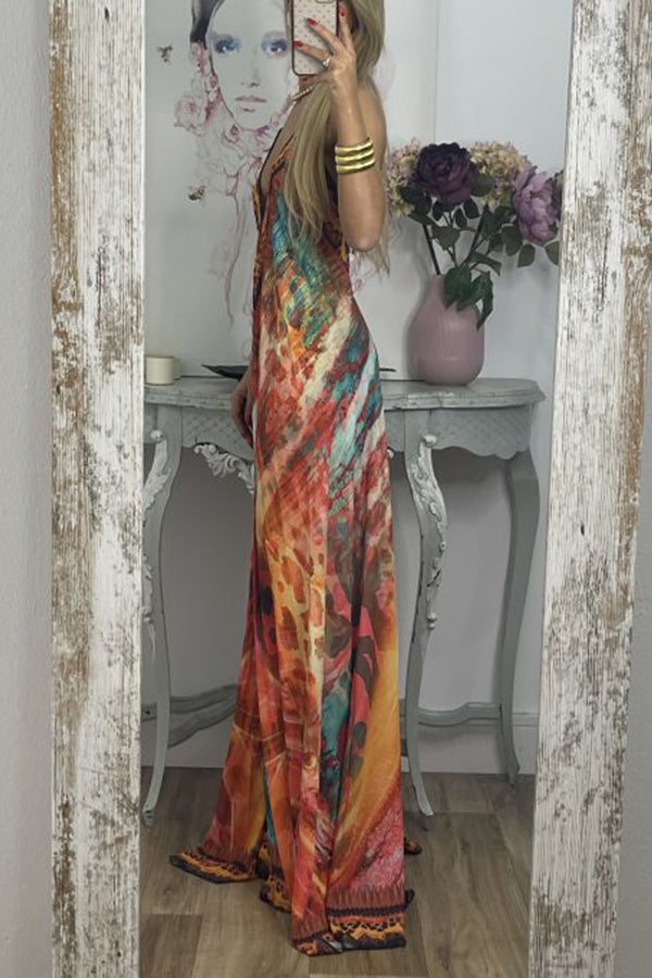 Spaghetti Strap V Neck Backless Sexy Dress