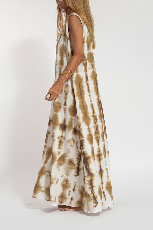Turquoise print fluid dress