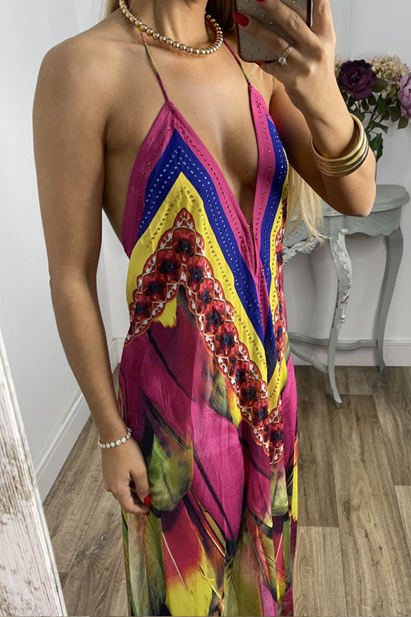 Spaghetti Strap V Neck Backless Sexy Dress