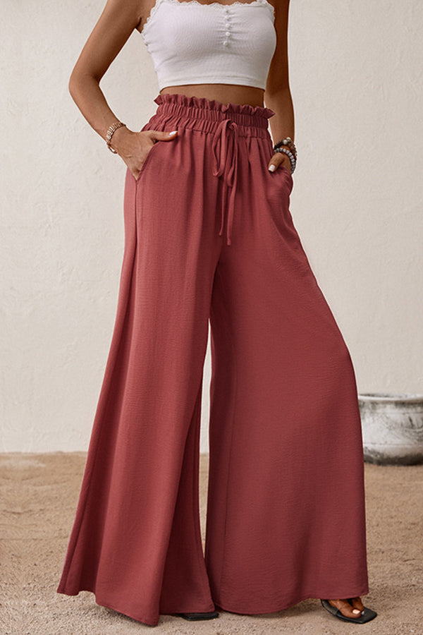 Flared solid color wide leg pants