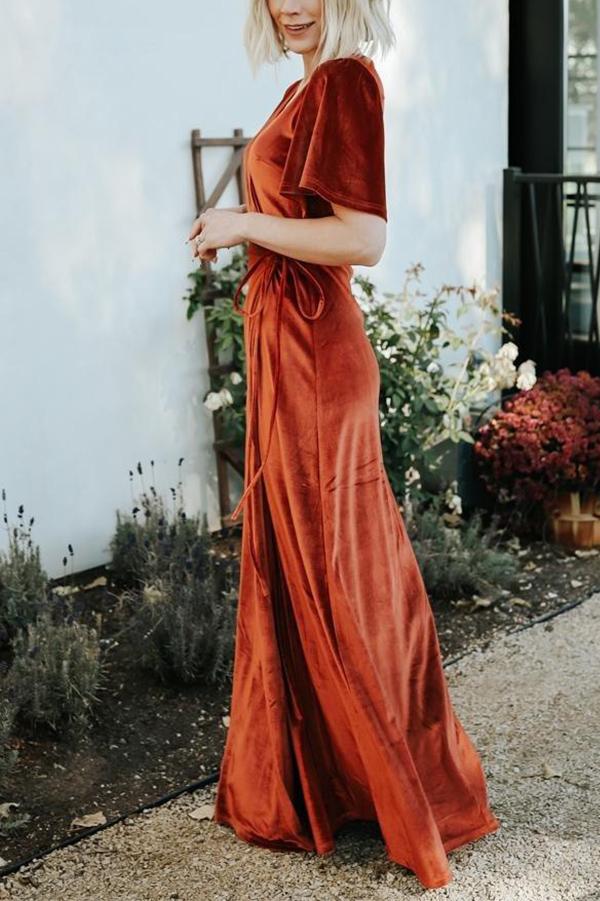 Velvet Wrap Maxi Dress