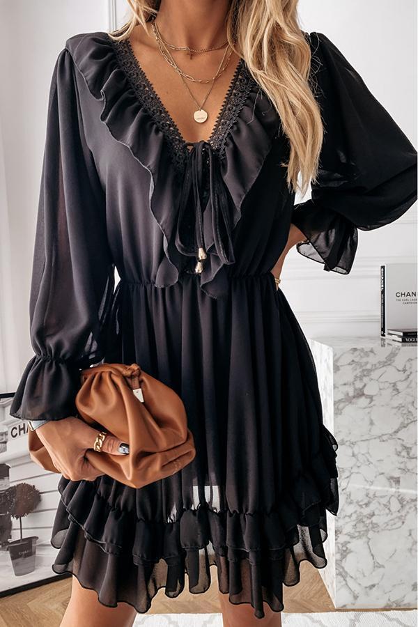 Dangle Puff Sleeve Mini Dress