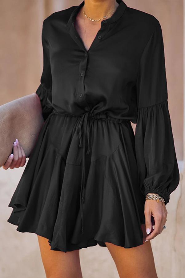 Satin Balloon Sleeve Mini Dress