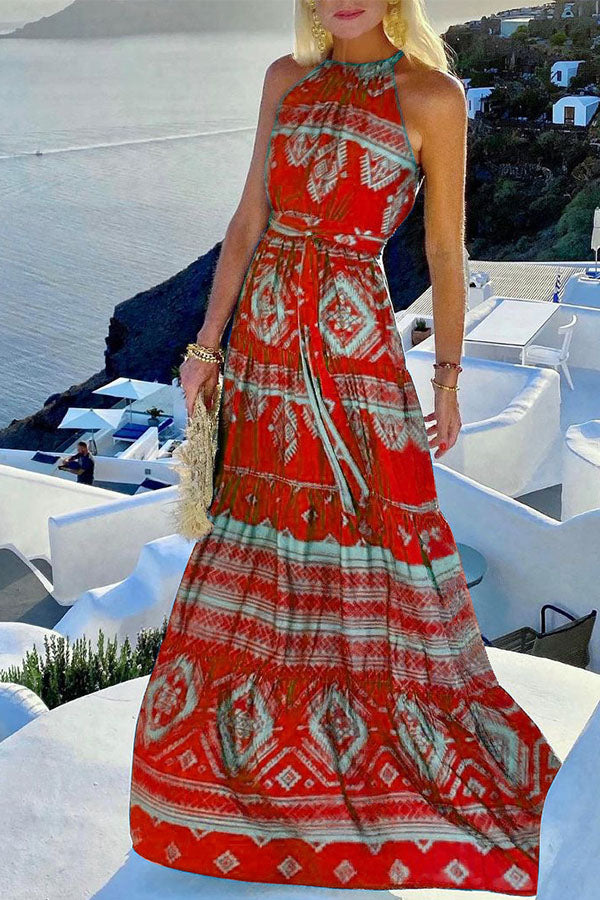 Fabulous Floral Halter Neck Boho Maxi Dress