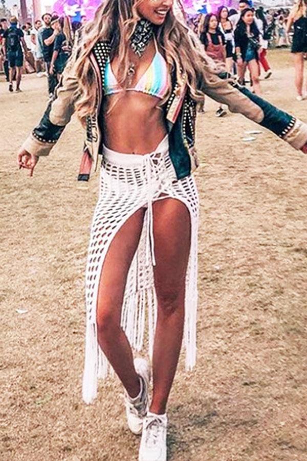 Split-Side Tasseled Cover-Up Swimwear