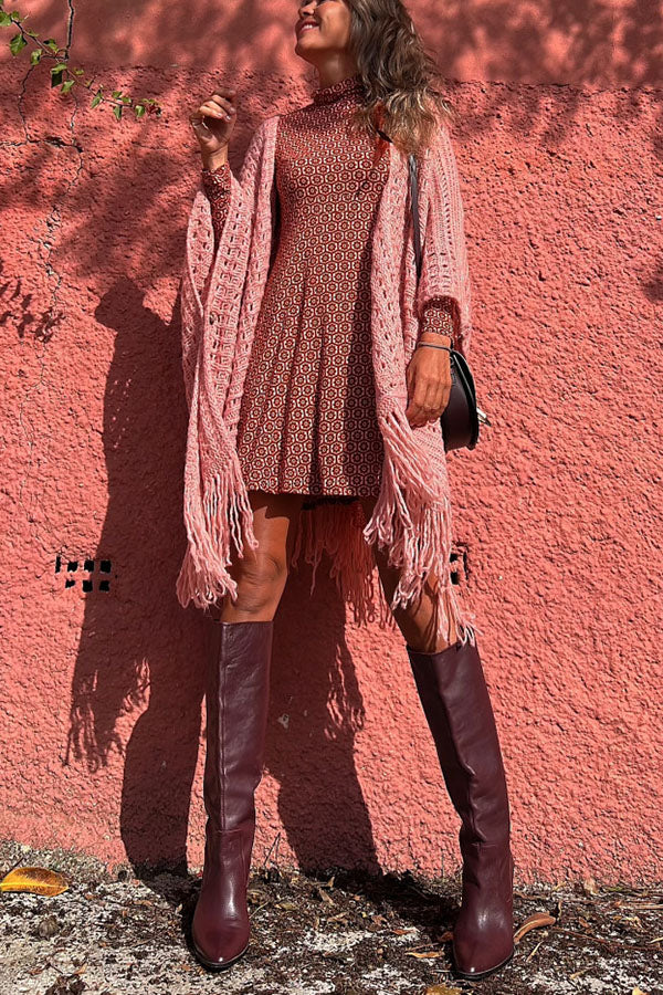Knit Fringe Open Front Cardigan