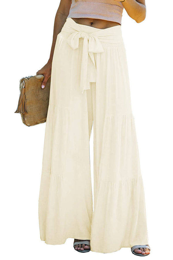 Twisted Solid Color Casual Trousers