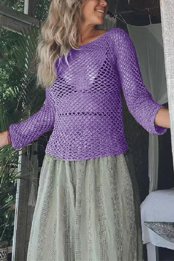 Summer Lover Hollow Out Knit Cover-up Top