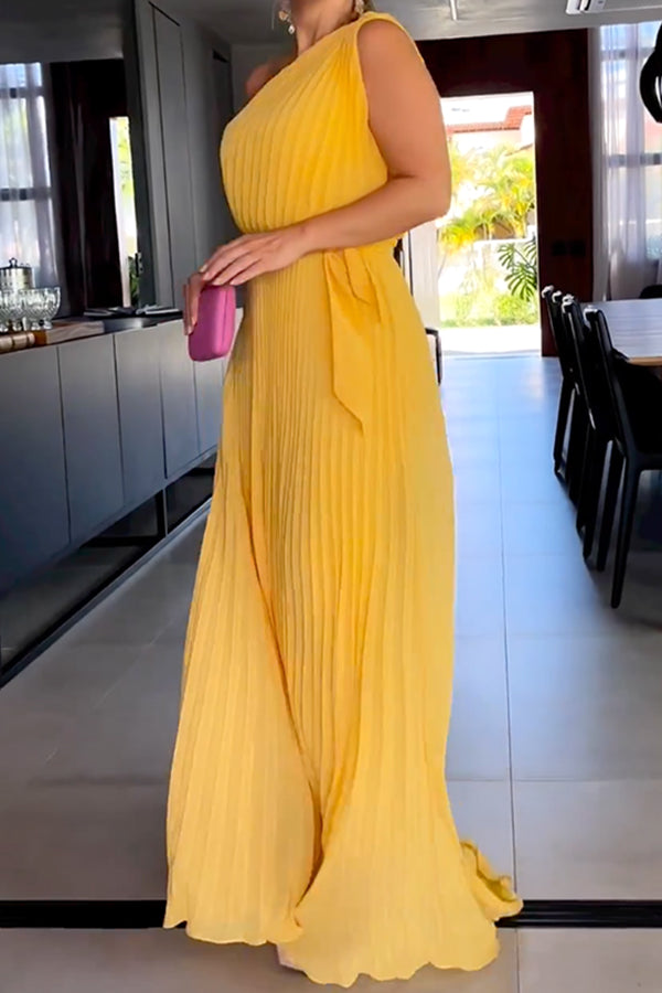 Asymmetric Solid Color Loose Sleeveless One-Shoulder Jumpsuits