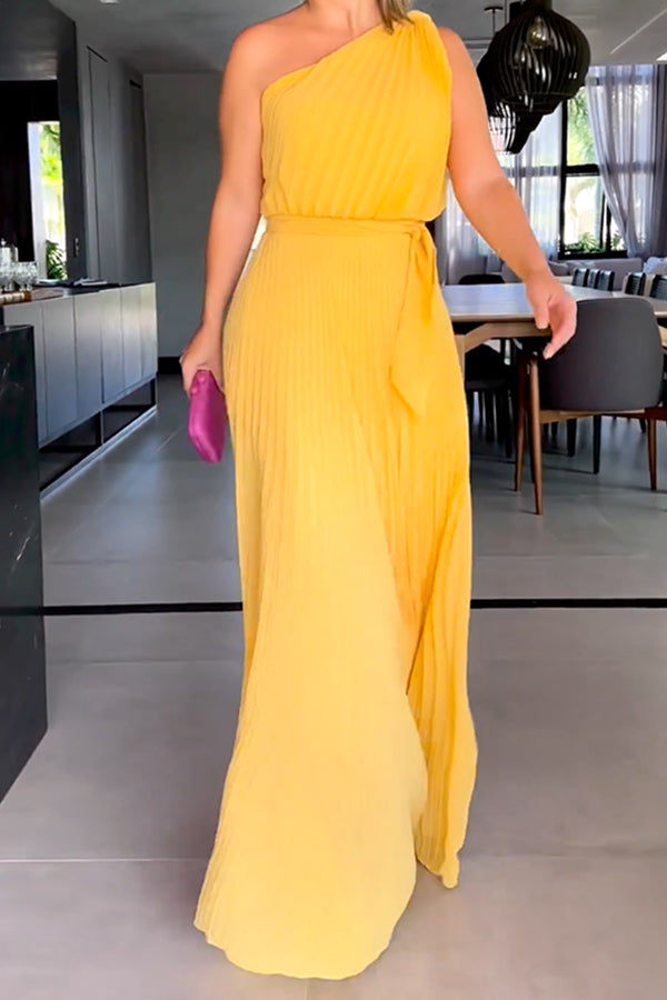 Asymmetric Solid Color Loose Sleeveless One-Shoulder Jumpsuits