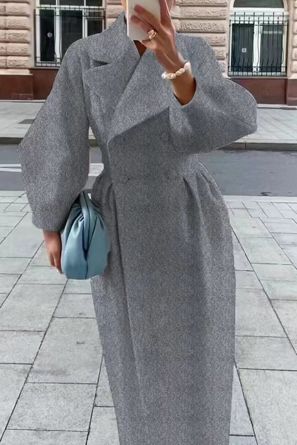 Elegant Solid Solid Color Turndown Collar Outerwear