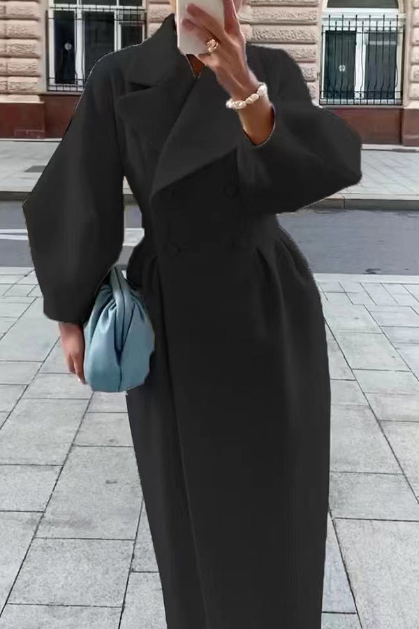 Elegant Solid Solid Color Turndown Collar Outerwear