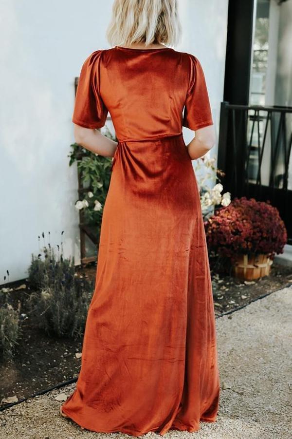Velvet Wrap Maxi Dress