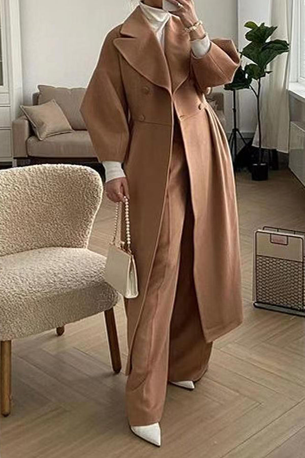 Elegant Solid Solid Color Turndown Collar Outerwear