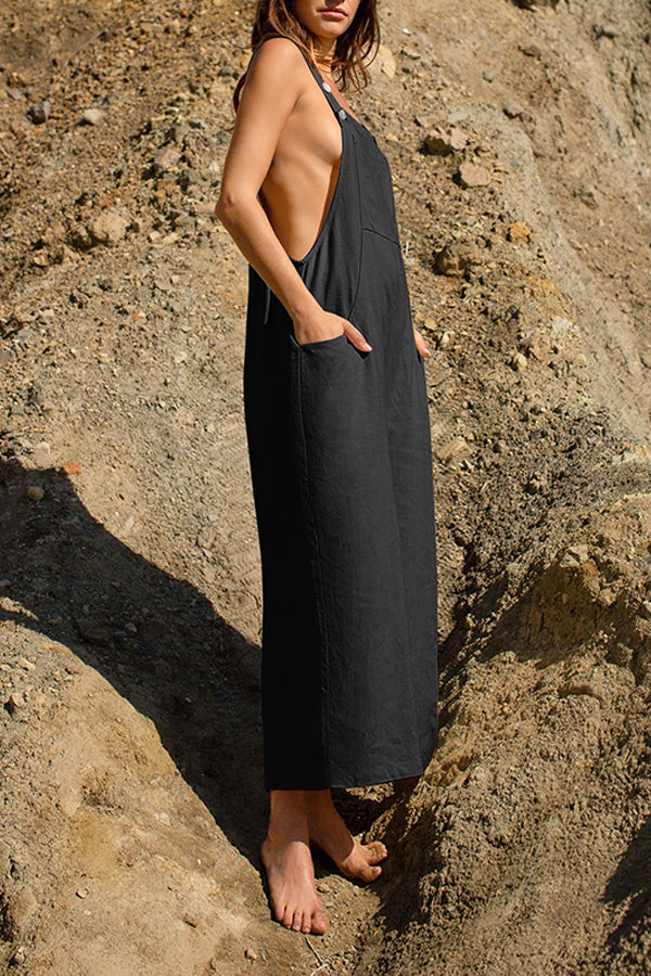 LINEN Pocket Front Overalls