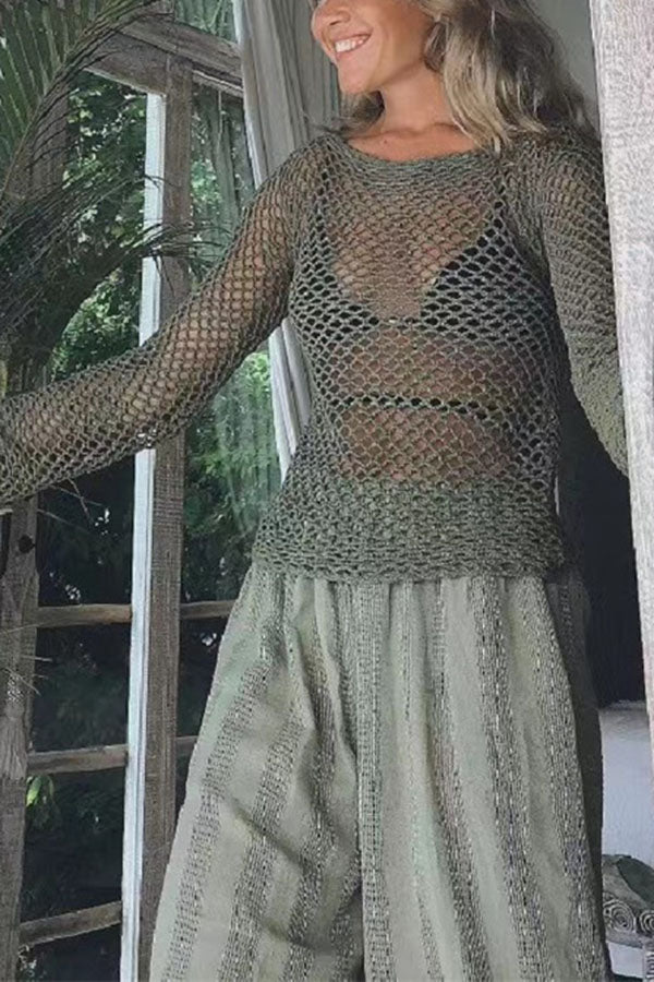 Summer Lover Hollow Out Knit Cover-up Top