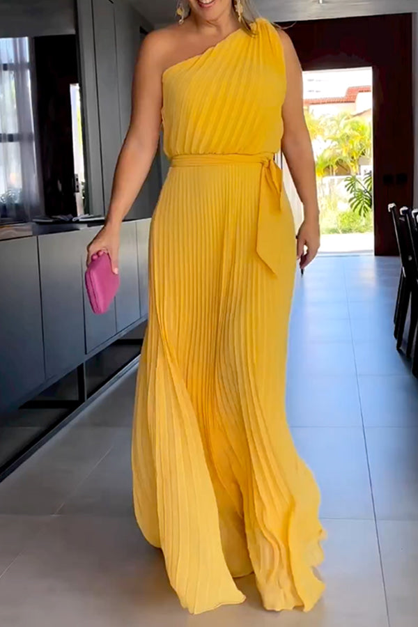 Asymmetric Solid Color Loose Sleeveless One-Shoulder Jumpsuits