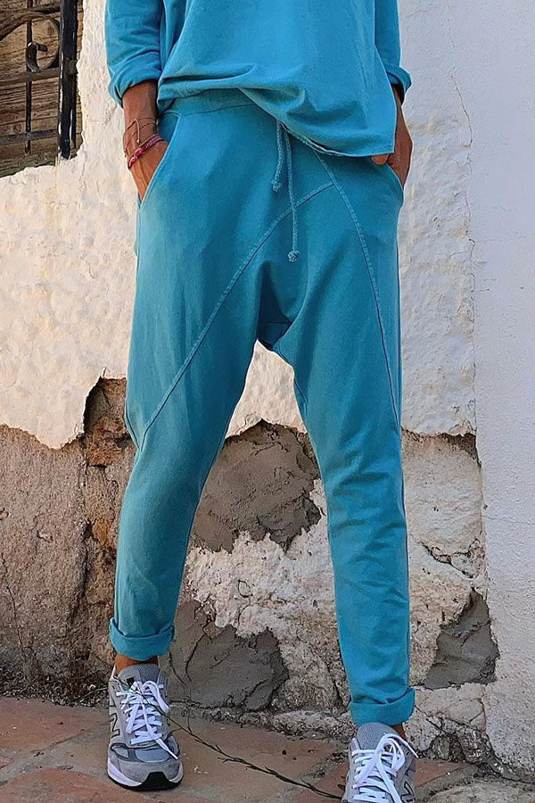 Always A Breeze Patchwork Elastic Waist Harem Pants