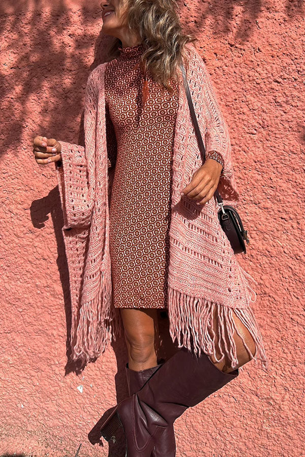 Knit Fringe Open Front Cardigan