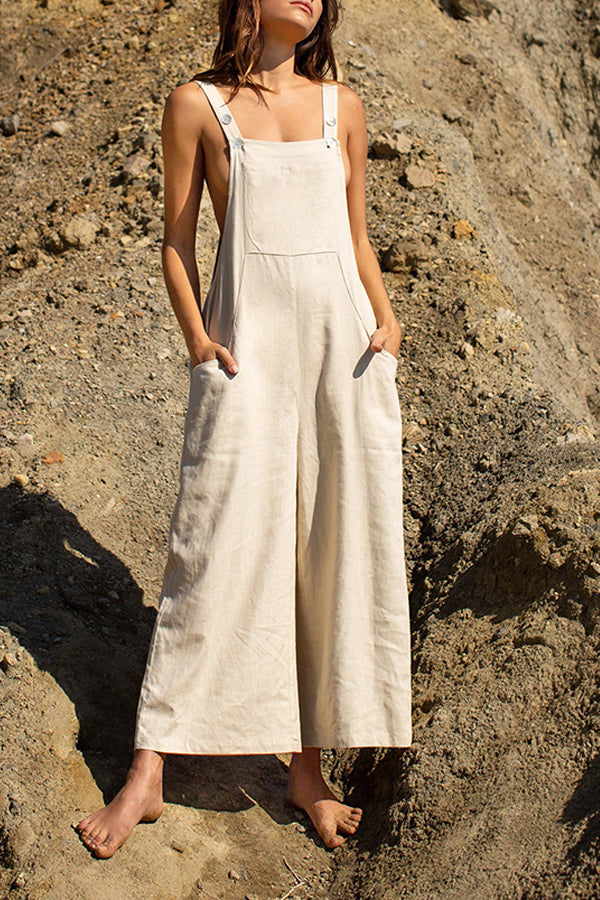 LINEN Pocket Front Overalls