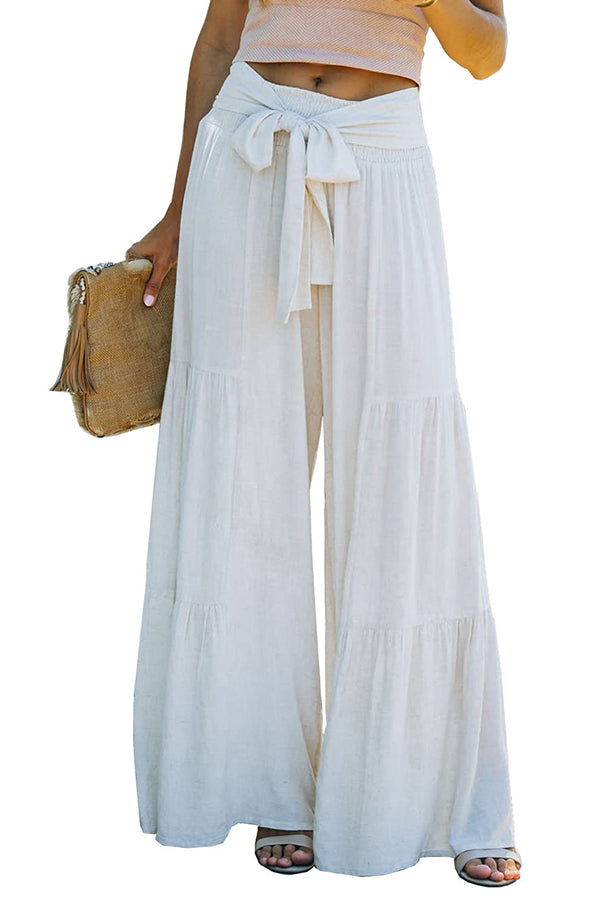 Twisted Solid Color Casual Trousers