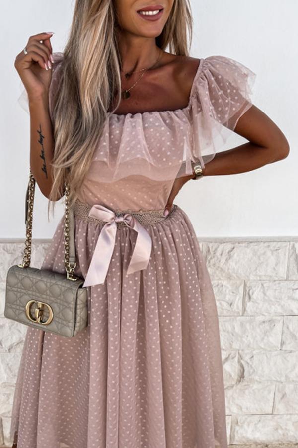 Mesh Polka Dot Midi Dress