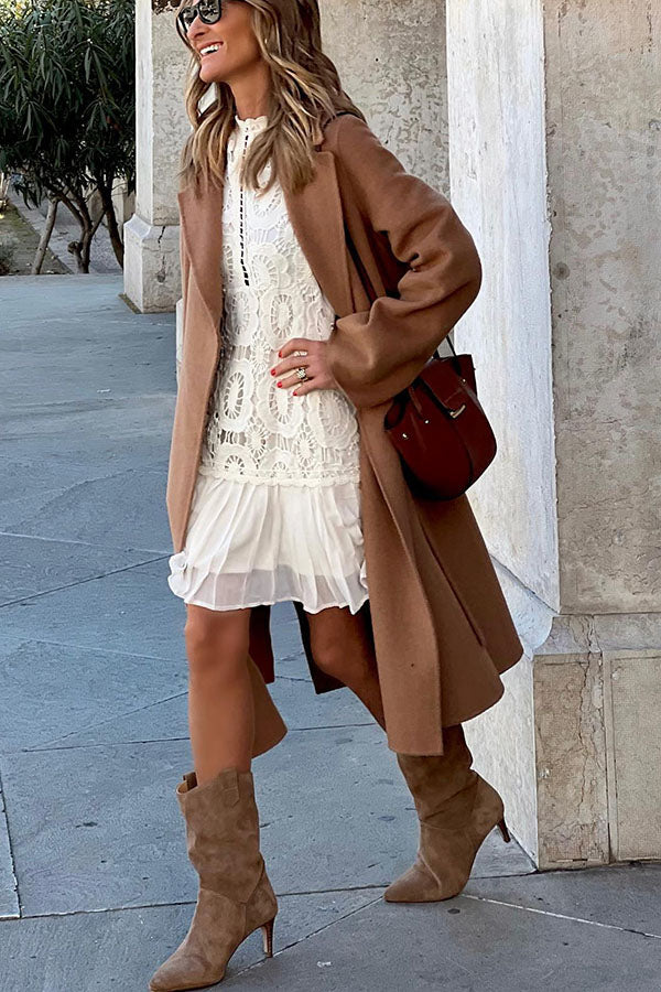 Worth My Time Crochet Lace Puff Sleeve Mini Dress