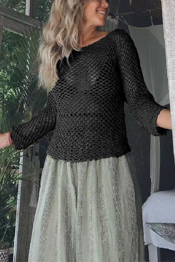 Summer Lover Hollow Out Knit Cover-up Top