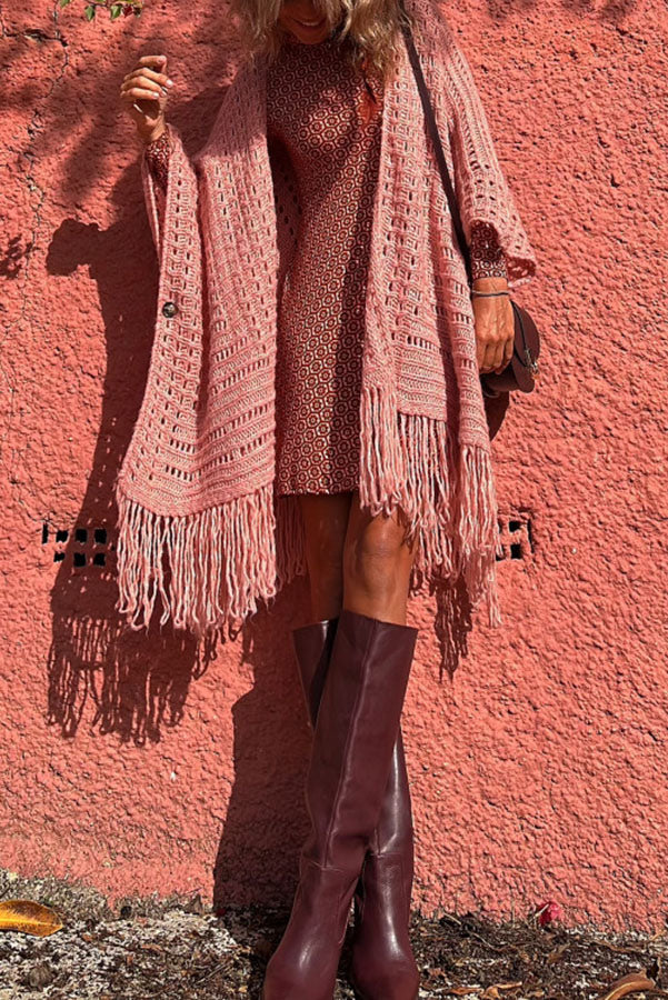 Knit Fringe Open Front Cardigan