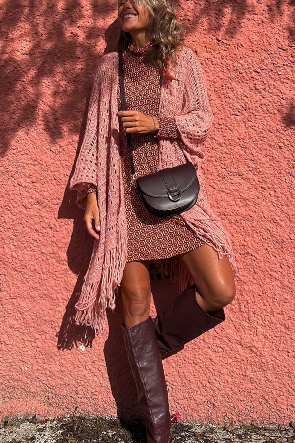 Knit Fringe Open Front Cardigan