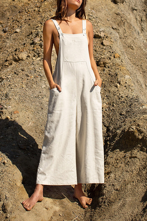 LINEN Pocket Front Overalls