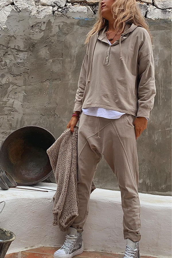 Always A Breeze Patchwork Elastic Waist Harem Pants