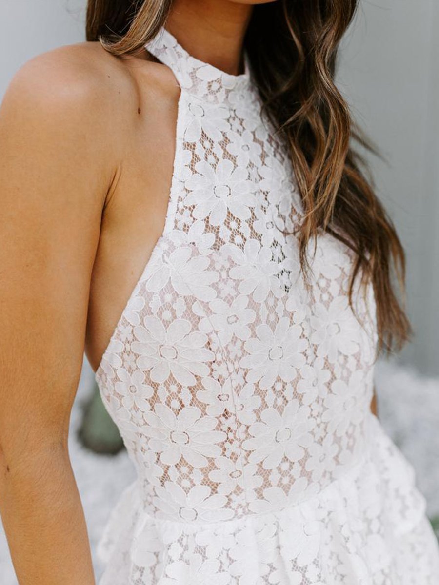 Suspender Solid Lace Dress