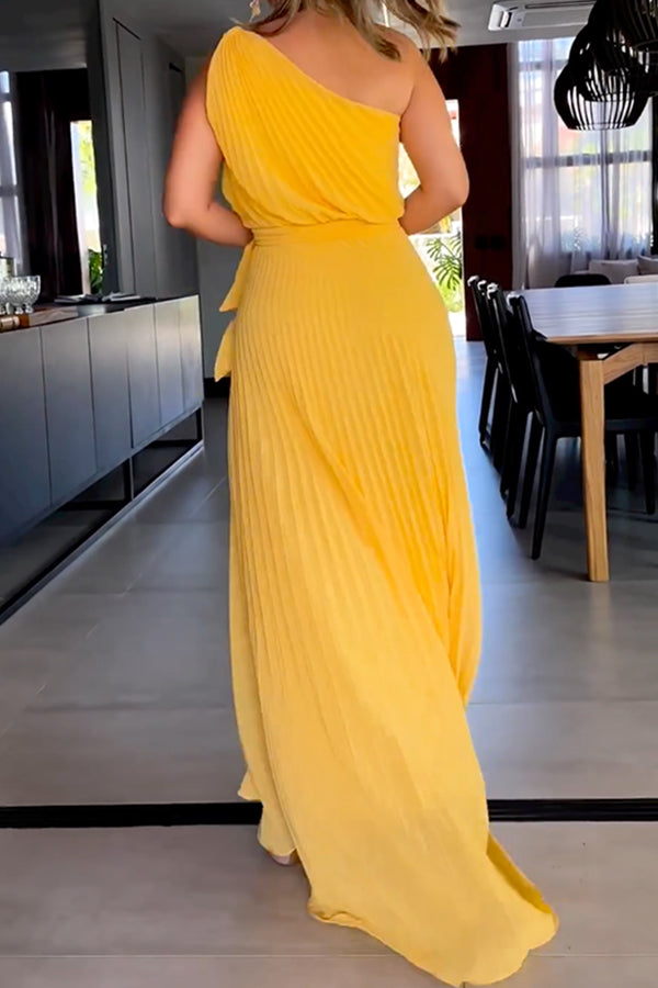 Asymmetric Solid Color Loose Sleeveless One-Shoulder Jumpsuits