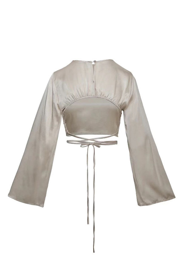 Elegant Bell Sleeve Tie Sleek Top
