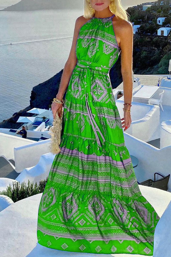 Fabulous Floral Halter Neck Boho Maxi Dress