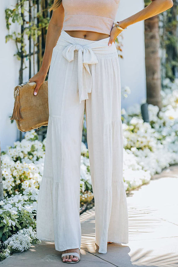 Twisted Solid Color Casual Trousers
