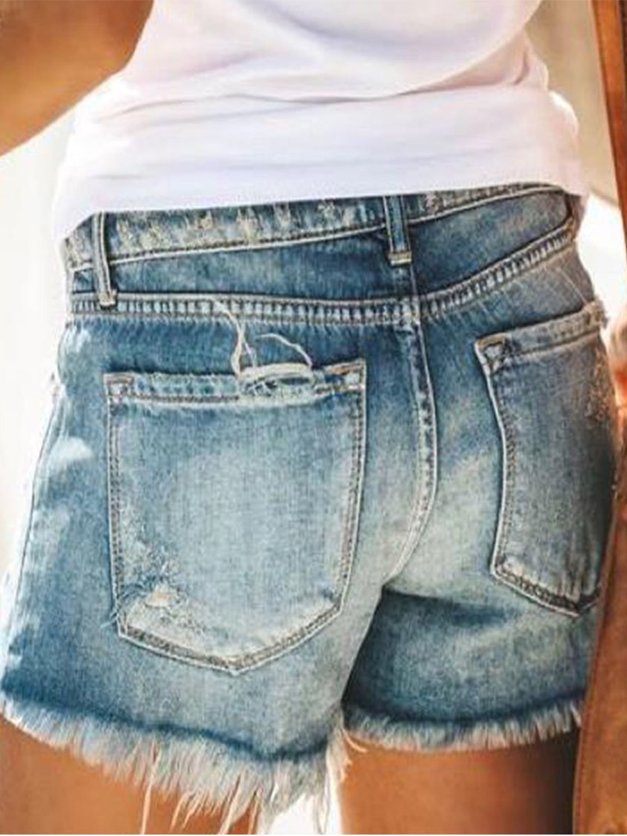 Casual Independence Day Patchwork Denim Shorts
