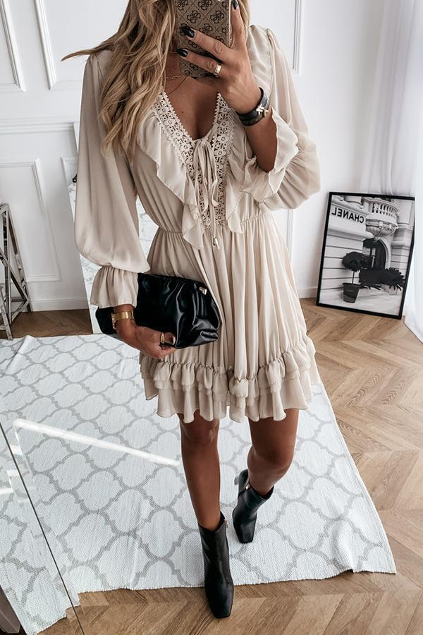 Dangle Puff Sleeve Mini Dress