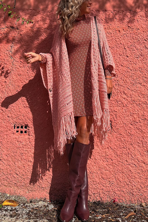 Knit Fringe Open Front Cardigan