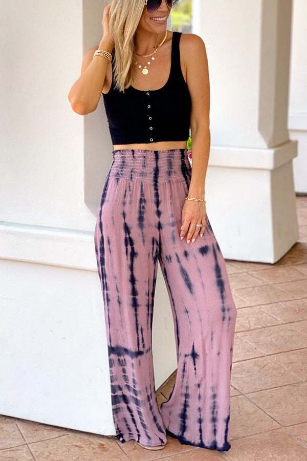 Emma Smocked Tie Dye Wide Leg Pants
